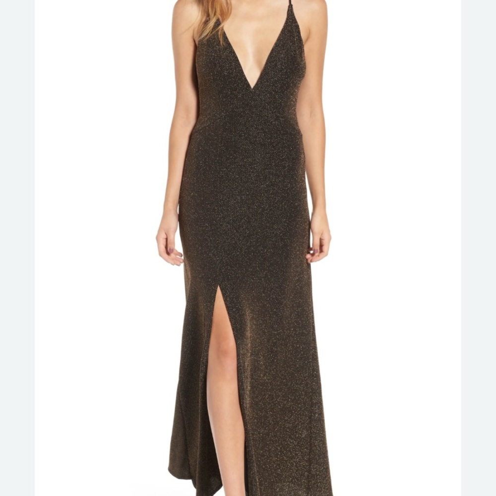Leith Lurex Black Gold Dress Party Cocktail Evening Prom Formal Sexy